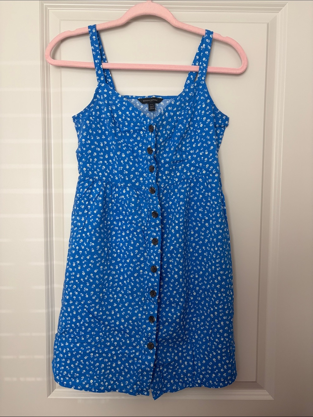 Banana Republic Blue Floral Button-Front Sundress